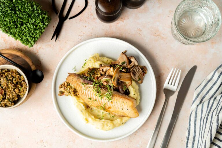 Tilapiafilet met paddenstoelen en kappertjessalsa Eatertainment