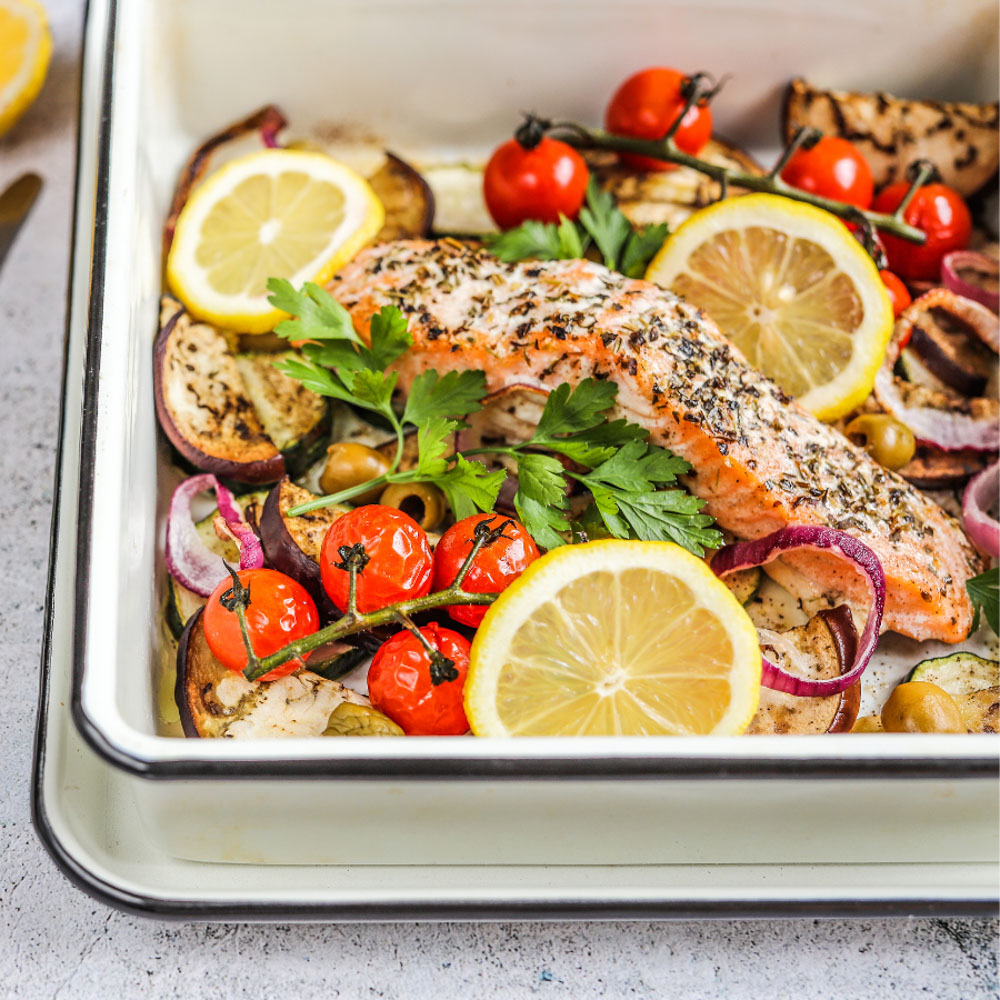 Mediterrane zalm uit de oven