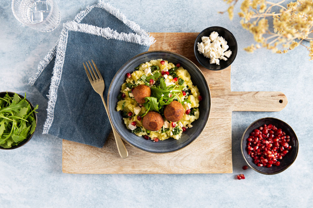 Stamppot met cavolo nero en vegetarische gehaktballen