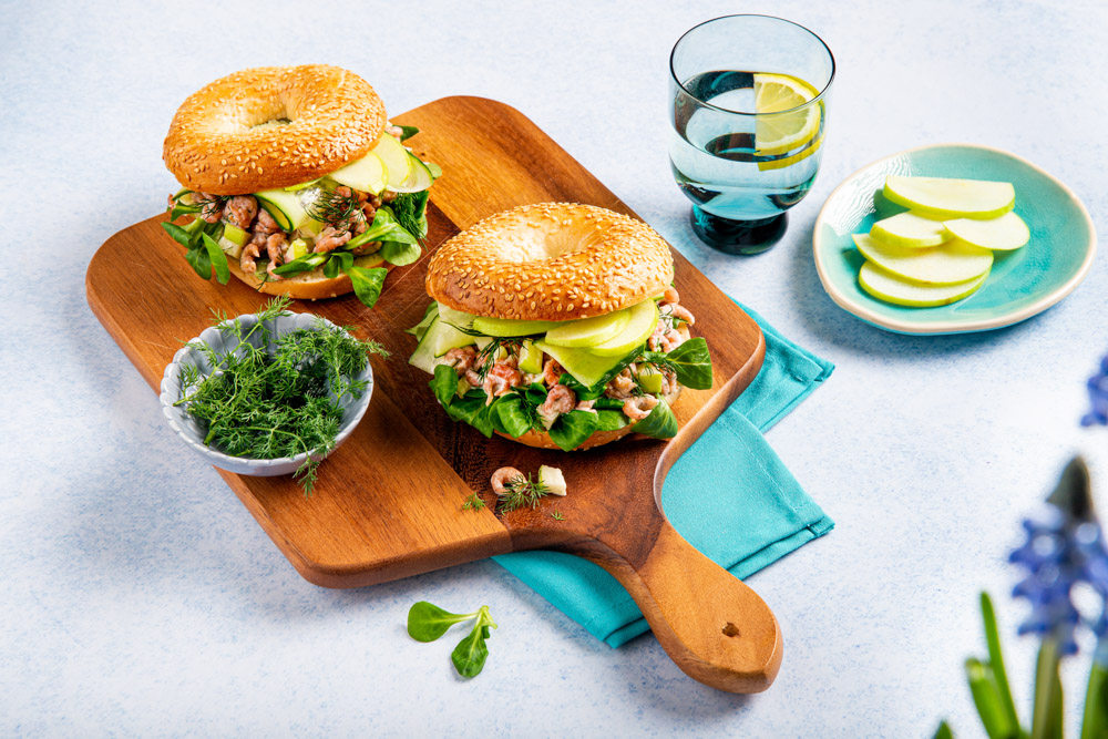 Bagel met Hollandse garnalen salade