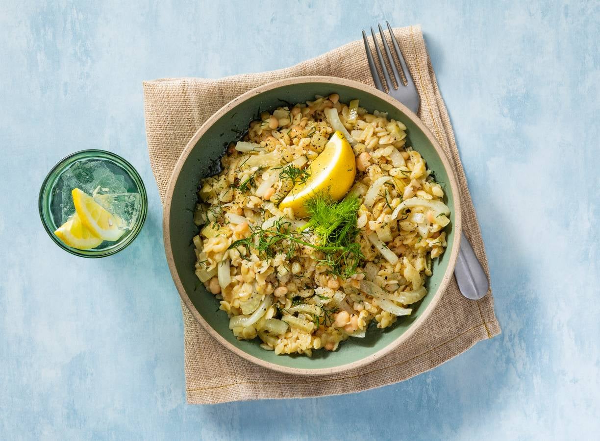 Vegan Eenpansorzo Met Witte Bonen, Venkel En Citroen Recept